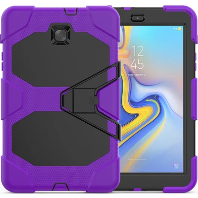 Дети Безопасный противоударный чехол для Samsung Galaxy Tab 8,0 T387 SM-T387 Tablet Heavy Duty Силикон+ PC подставка чехол принципиально+ ручка - Цвет: Фиолетовый