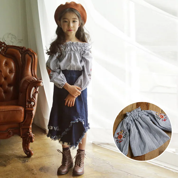 Осенняя детская юбка для девочек Новая одежда модная Асимметричная большая