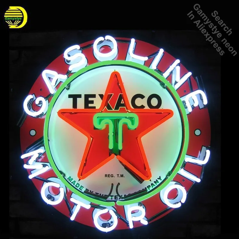 Neon Sign Texaco Gasoline Motor Oil Service Flying Board Gasoline Garage Chance Polly Gas Red Indian Motor Roar Smith Neon Light