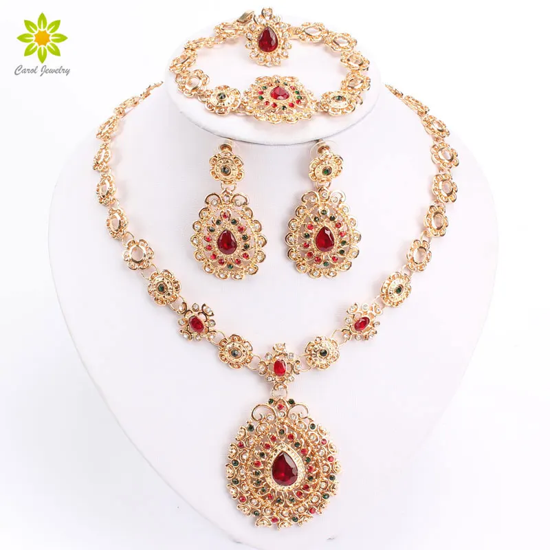 Наборы свадебных ювелирных изделий высокое качество золотой цвет ювелирный