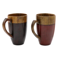 new wooden tea cup with heart handle japanese style natural wood cup handmade red black couple cups wedding lover gifts