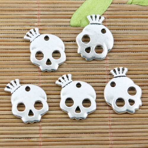 

20pcs tibetan silver color skull head crown charms EF2276