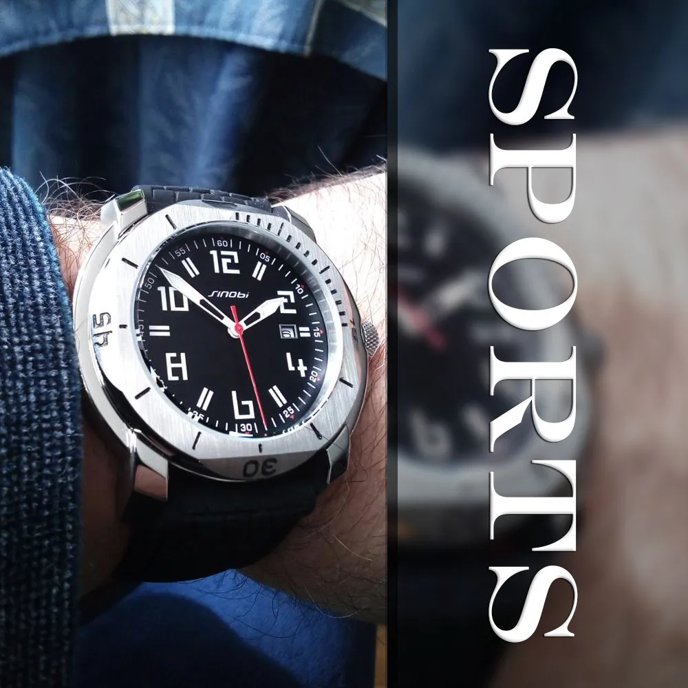 SINOBI мужские армейские часы Роскошные Кварцевые с силиконовым ремешком