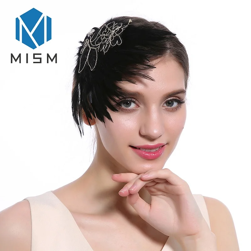 Black M MISM горячая Распродажа шпильки для волос с перьями для элегантных леди Weding заколки на волосы для вечеринки модные черные Лебеди головные уборы аксессуары для волос - Цвет: Black