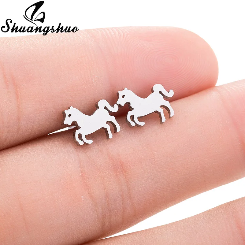 Dog Shuangshuo милые лунные серьги-гвоздики для женщин черные серьги из нержавеющей стали геометрические корейские сережки oorbellen boucle d'oreille - Окраска металла: Dog