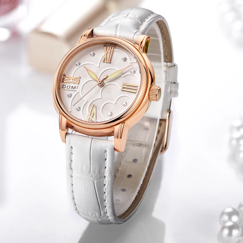 DOM женские часы Роскошные брендовые кожаные Наручные винтажные наручные Mujer Bayan Kol