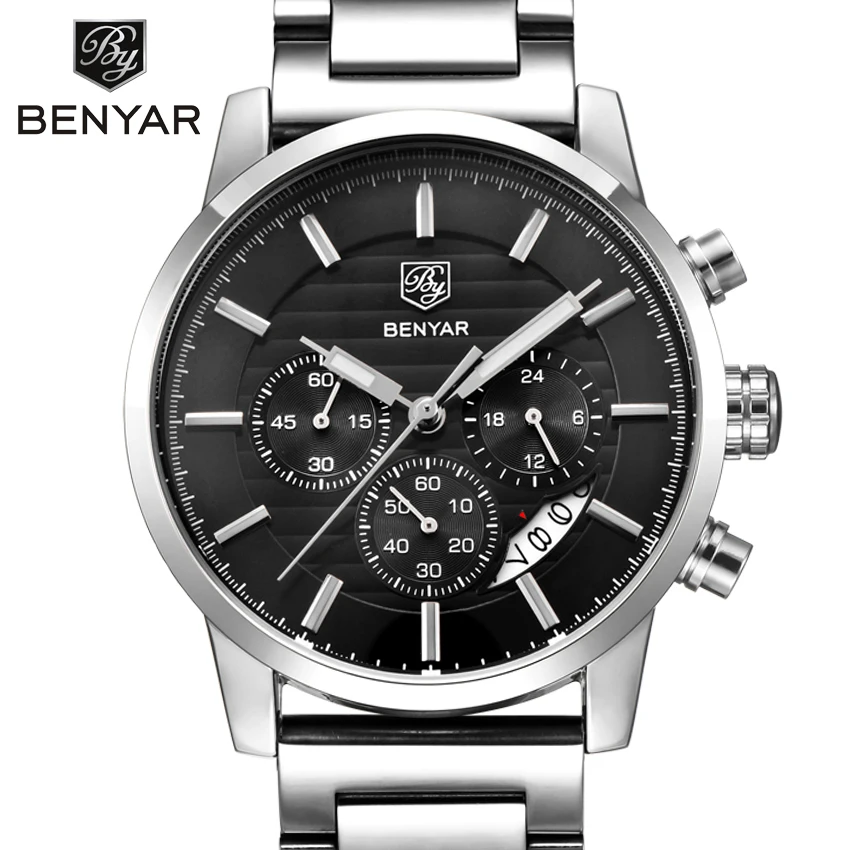 BENYAR брендовые модные спортивные часы с хронографом Reloj Hombre ремешок из