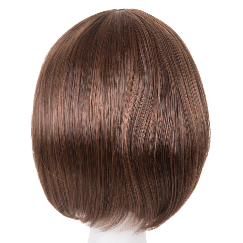 Короткий волнистый парик Fei-Show синтетический термостойкий волоконный светильник коричневый студенческий Боб женские волосы Косплей Хэллоуин карнавальный парик