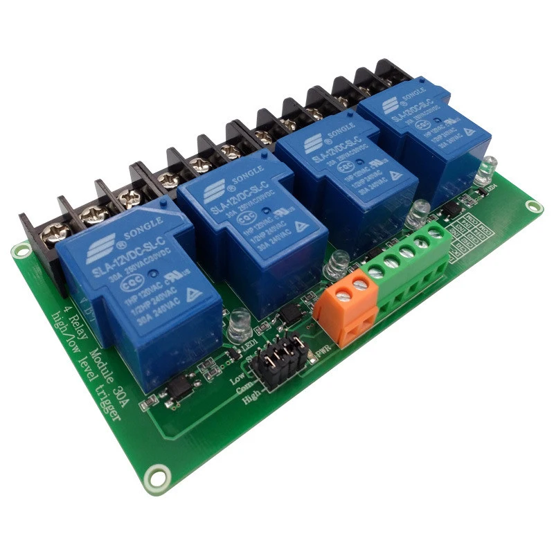 10pcs/LOT 4 way 5V 12V 24V 30A relay module high and low level trigger smart home PLC automatic control | Обустройство дома