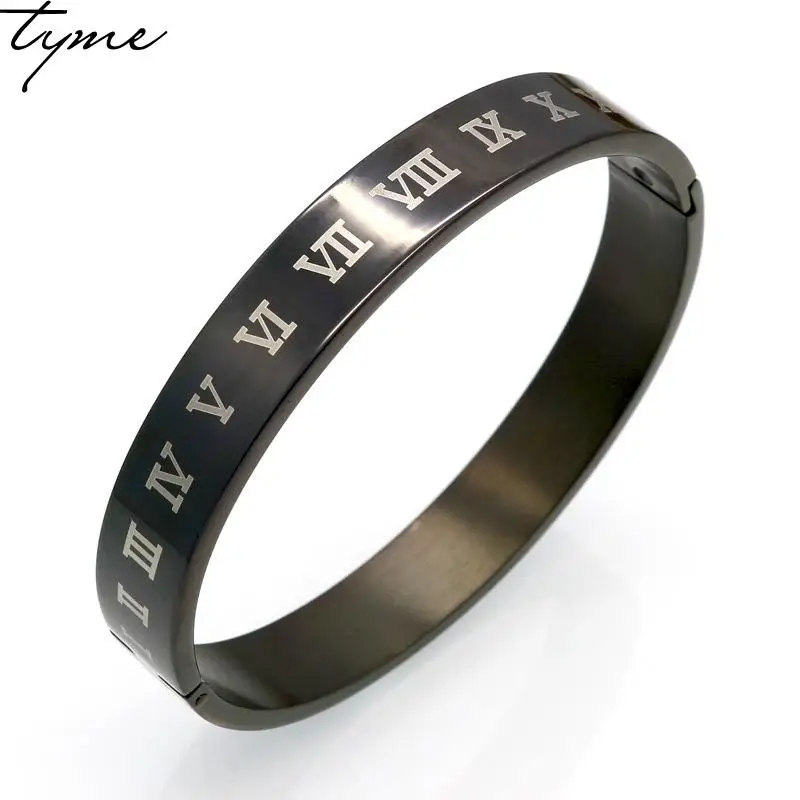 2017 мода 10 мм титановая сталь Римский черный браслет любовника и для женщин мужчин