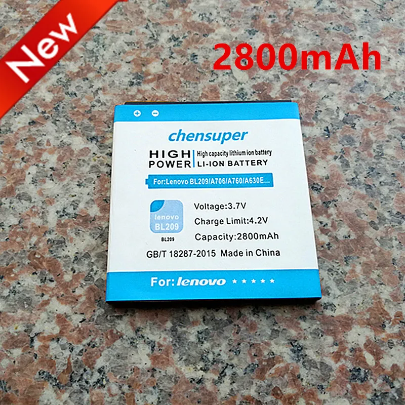 Новая батарея chensuper 2800 мА/ч для Lenovo BL209 A706 A760 A630E A820E A516 A378T A398T A788T | Мобильные