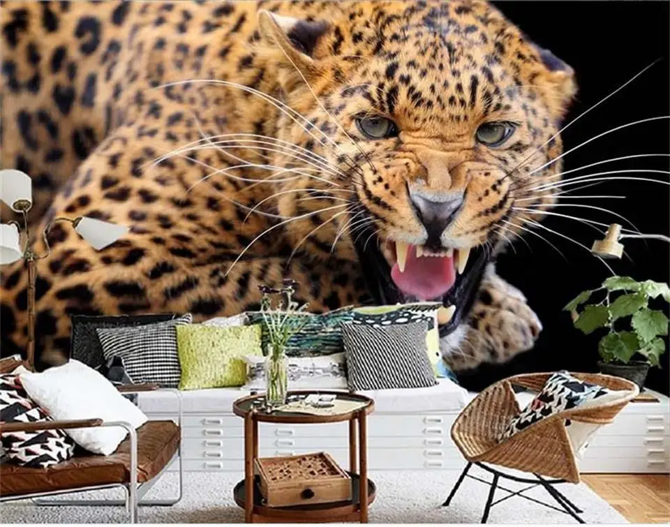 Пользовательские Настенные обои 3d комната фото Леопард Гепард тигр рисунки на