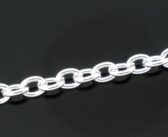 Посеребренные Кабельные цепи DoreenBeads 3 5x2 5 мм продаются в упаковке 2 м