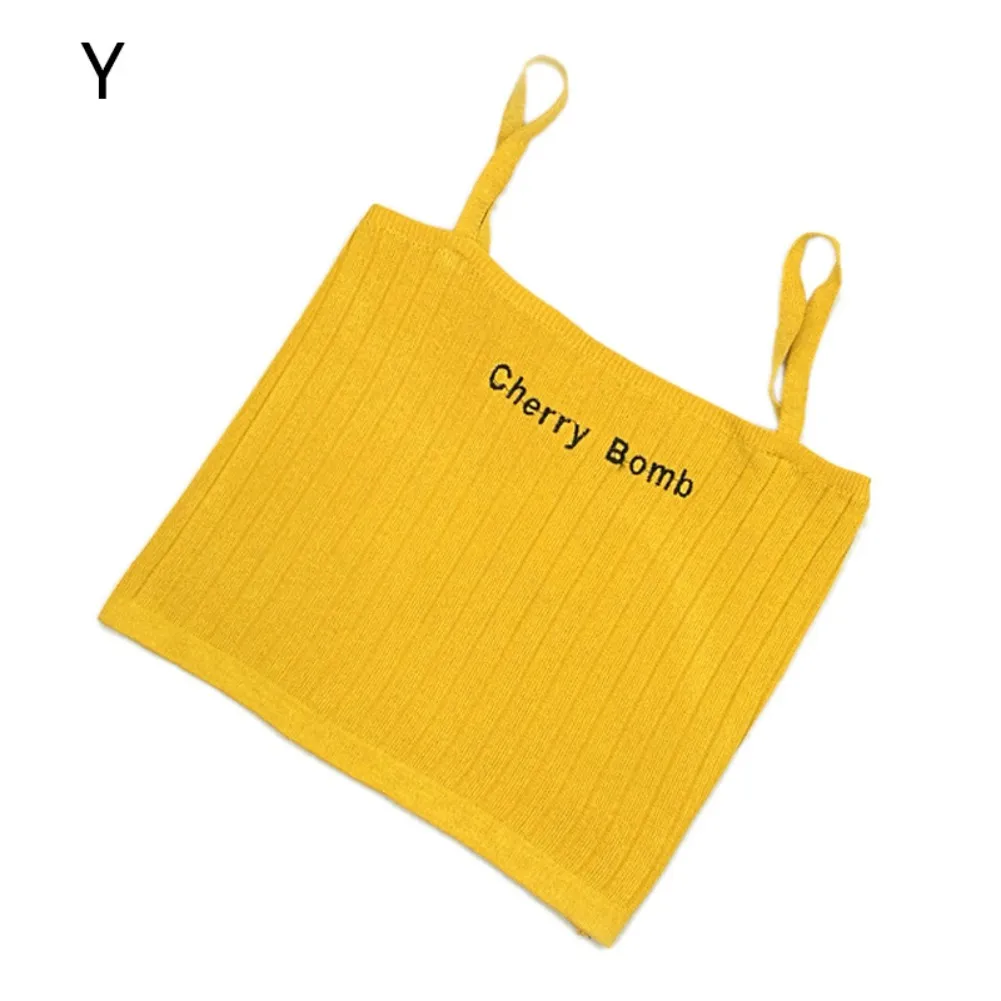 

Summer Women Sexy Top Knitted Cropped Top Letter Printed girls Tank Tee Camisoles For Women Femme