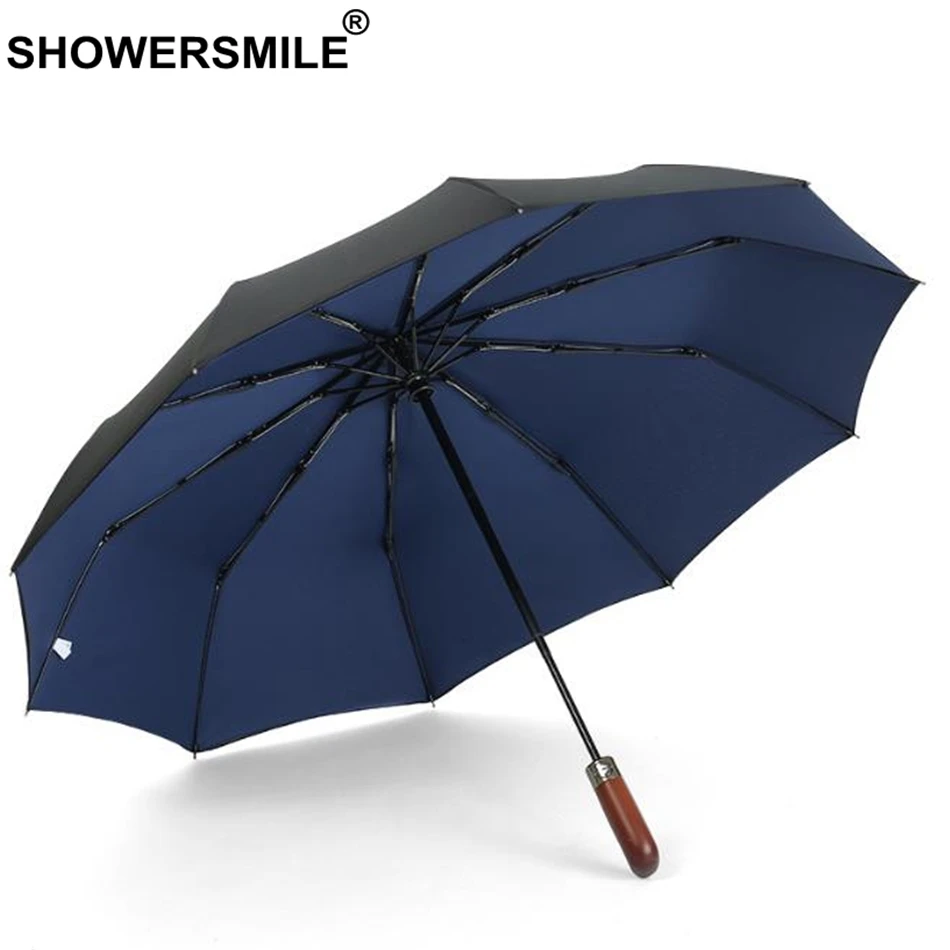 Автоматический зонт SHOWERSMILE для мужчин складной с белым облаком двухслойный