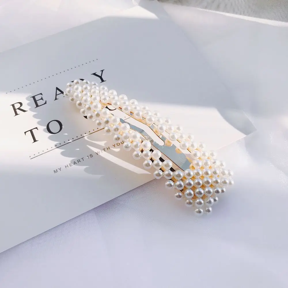 2019 New Fashion Women Pearl Hair Clip Snap Barrette Stick Hairpin Styling Accessories For Girls Dropshipping |