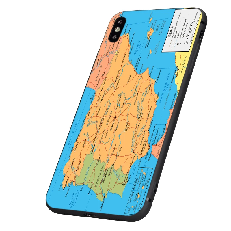 Черный чехол из ТПУ для iphone 5 5s se 6 6s 7 8 plus x 10 силиконовый XR XS MAX Испания Карта любви