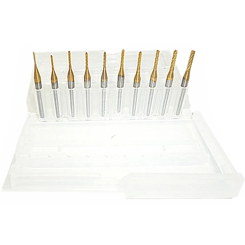 10 шт. твердосплавная Концевая мельница гравировальные биты 0 8-2 мм роторные