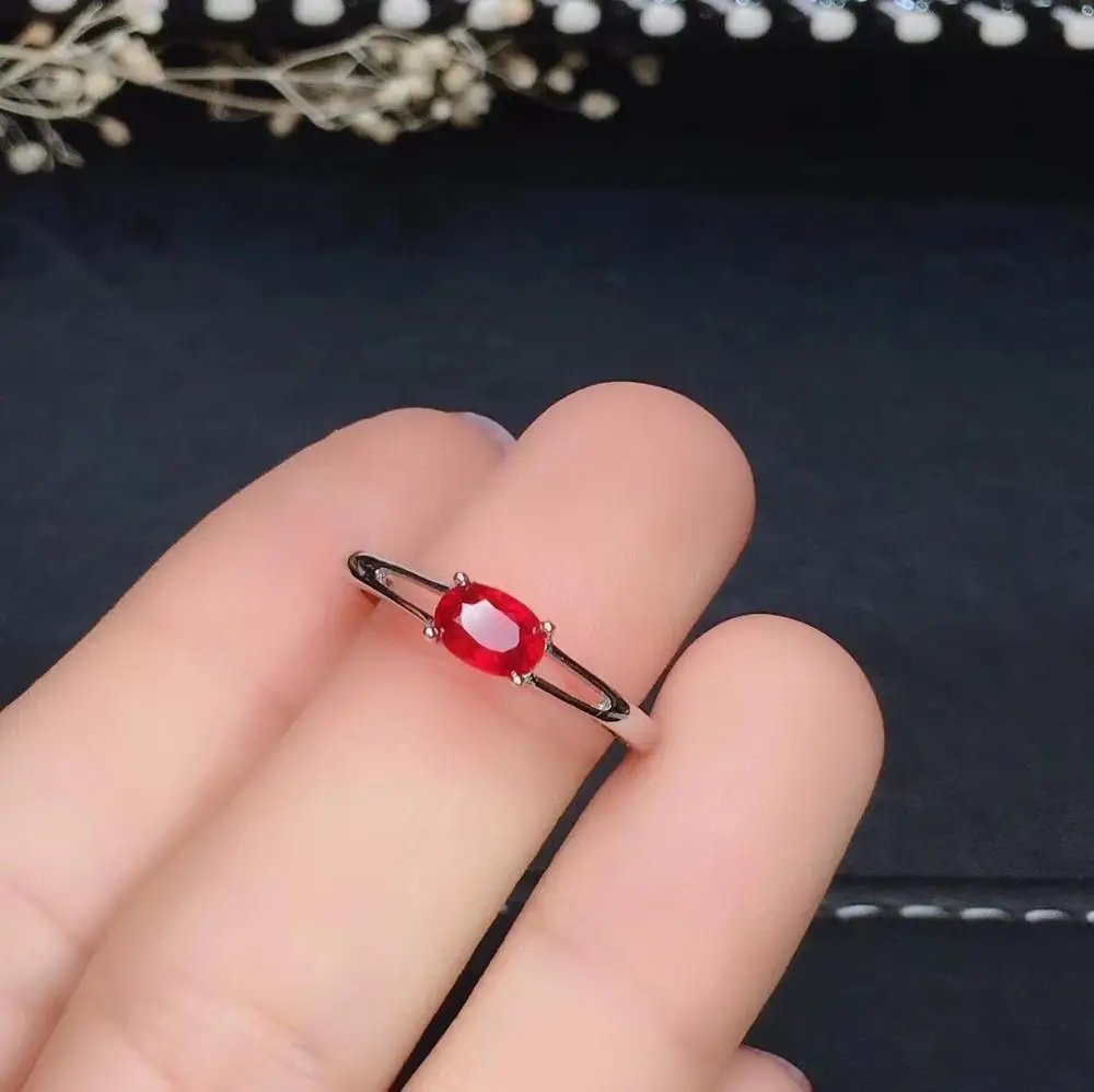 Простое и выделенное кольцо с рубином для женщин украшение из настоящего серебра