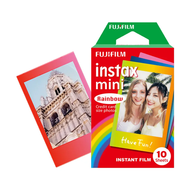 Rainbow Подлинная Fujifilm Instax Mini 8 9 цветная фотобумага 10 шт. для Fuji 9 8 7s 50 90 25 70 Share SP-2 SP-1 Liplay мгновенная камера - Цвет: Rainbow