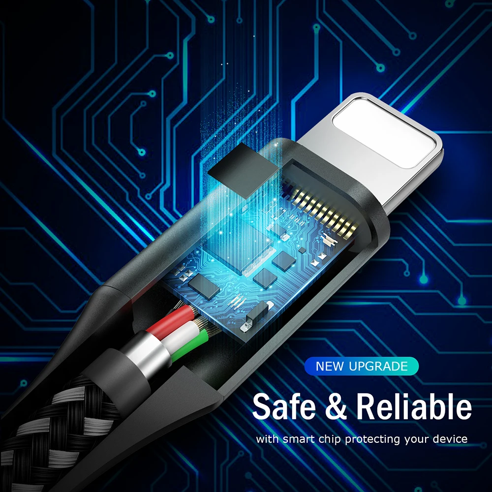 USB кабель для iPhone TIEGEM быстрой зарядки и передачи данных X Xs 8 7 6 6s 5 iPad Pro провод