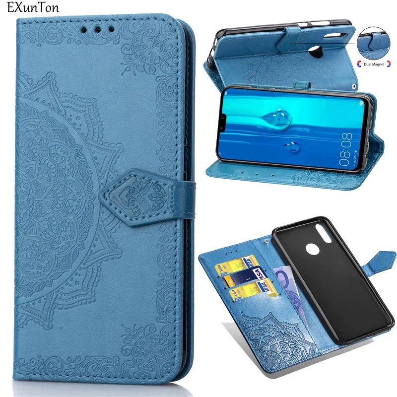 EXUNTON красочный чехол для huawei Nova 3i Y9 Y6 Y5 Y3 2019 2018 Nova3i кошелек из искусственной кожи с