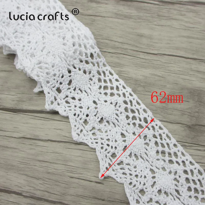 white18 62mm 2y Lucia crafts, 2 ярдов/партия, белая хлопковая кружевная ткань, вышитая сетка, кружевная отделка, ленты, рукоделие, шитье, сделай сам, украшение, N0203 - Цвет: white18 62mm 2y