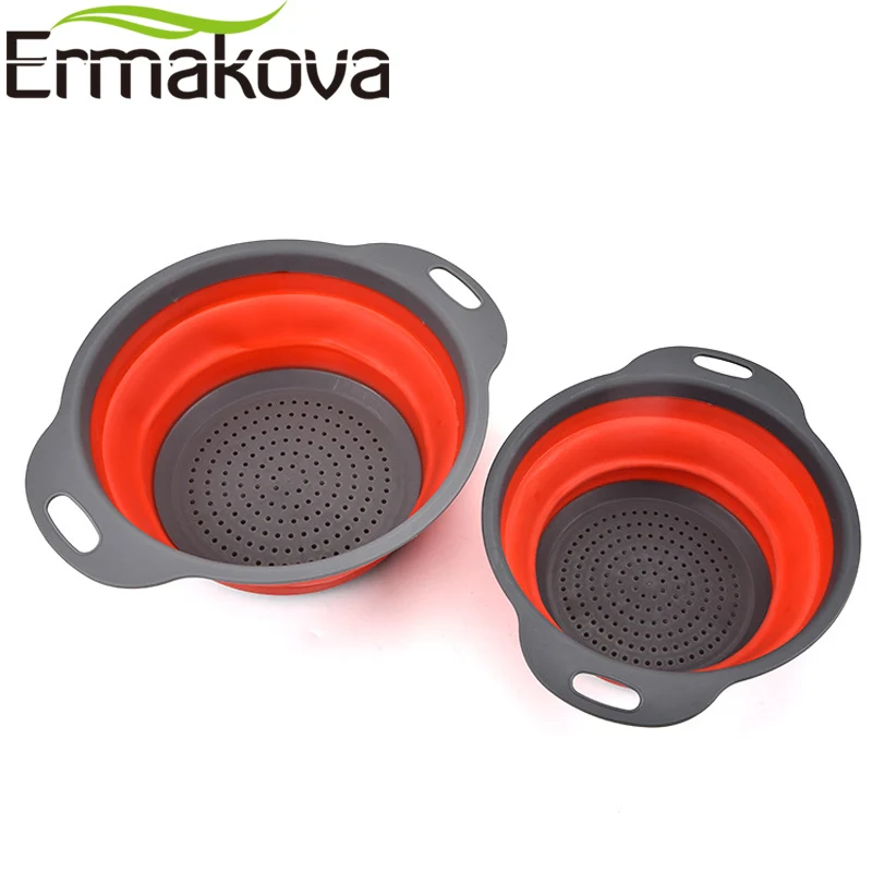 Кухонный складной дуршлаг ERMAKOVA высококачественный силиконовый для овощей и