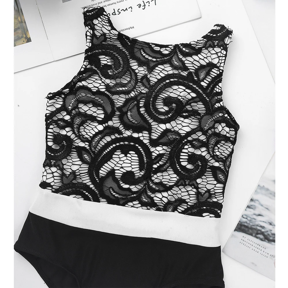 Цельнокроеное балетное платье с леопардовым принтом для девочек кружевной топ