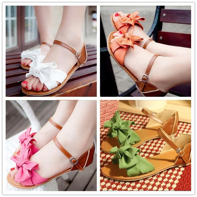 Женские сандалии с застежкой-бабочкой милые повседневные босоножки больших