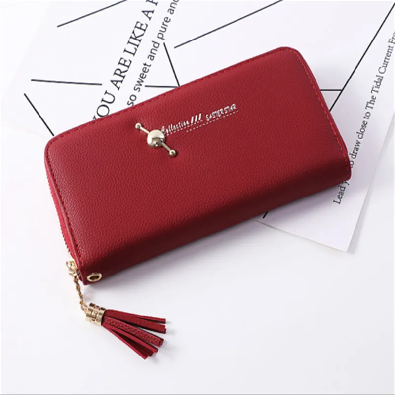 2018 Летний Новый Стиль однотонный Модный женский Кожаный клатч кошелек Длинный с