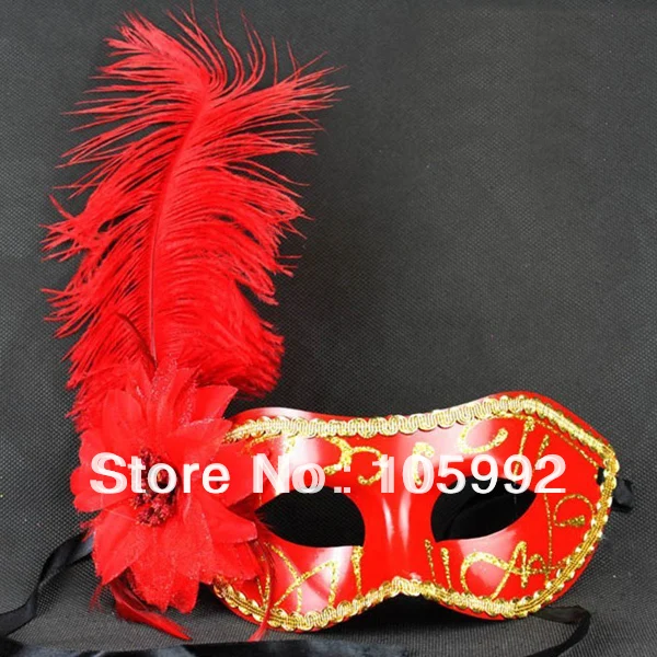 Маскарадная крутая вечерняя длинная маска с перьями Венецианская для Хэллоуина