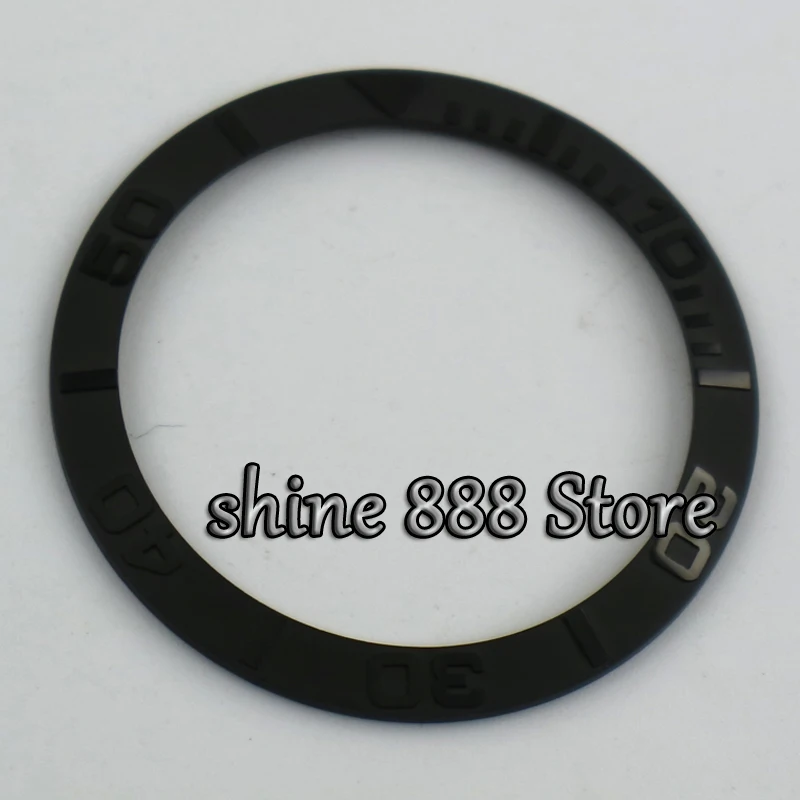 

parnis 38mm black ceramic bezel insert fit 40mm case mechanical mens watch C02