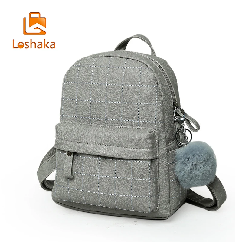 Loshaka Женские повседневные стильные рюкзаки с меховым шариком для девочек большой