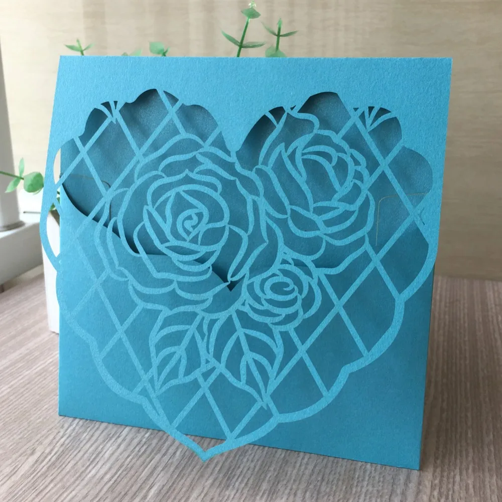

35Pcs/Lot Romantic Rose In Heart Pearl Paper Card For Wedding Engagement Birthday Blessing Greeting Grand Event