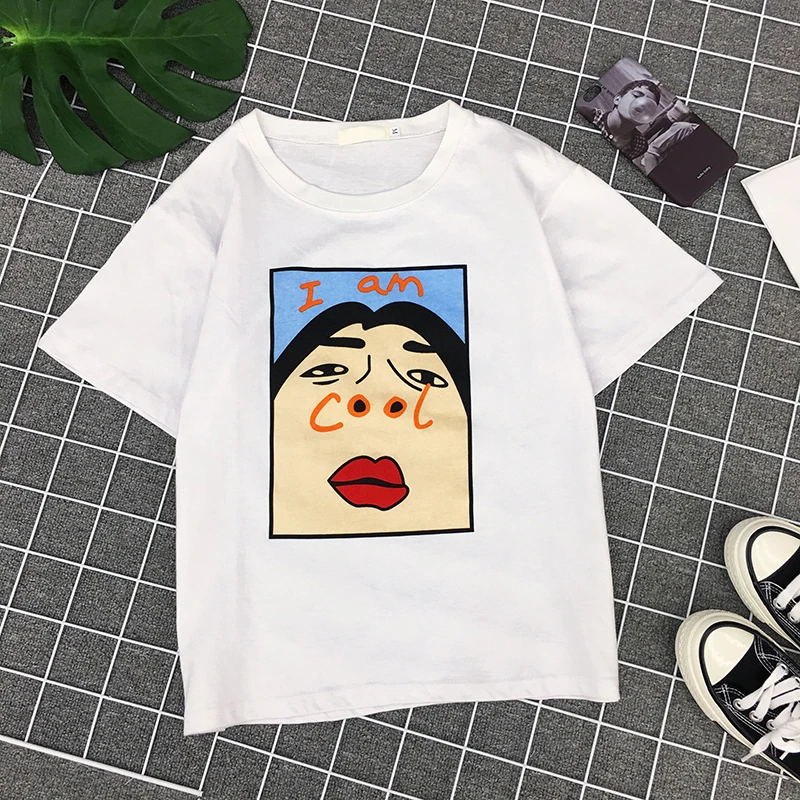 Harajuku I Am Cool белая хлопковая Футболка с забавным буквенным принтом Женская