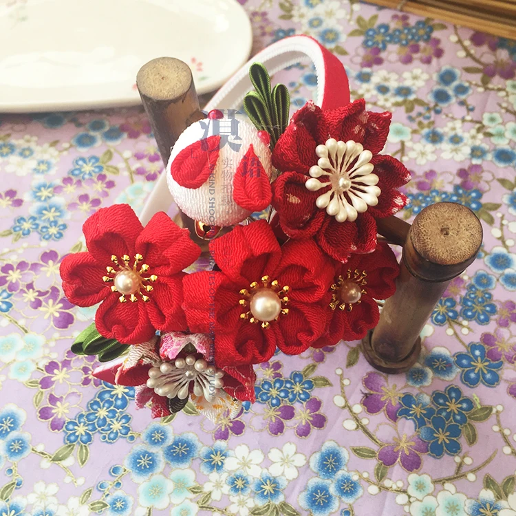 

Japanese style cloth flower headdress original design handmade rabbit headband Kimono Headwear Yukata Summer Hairpin