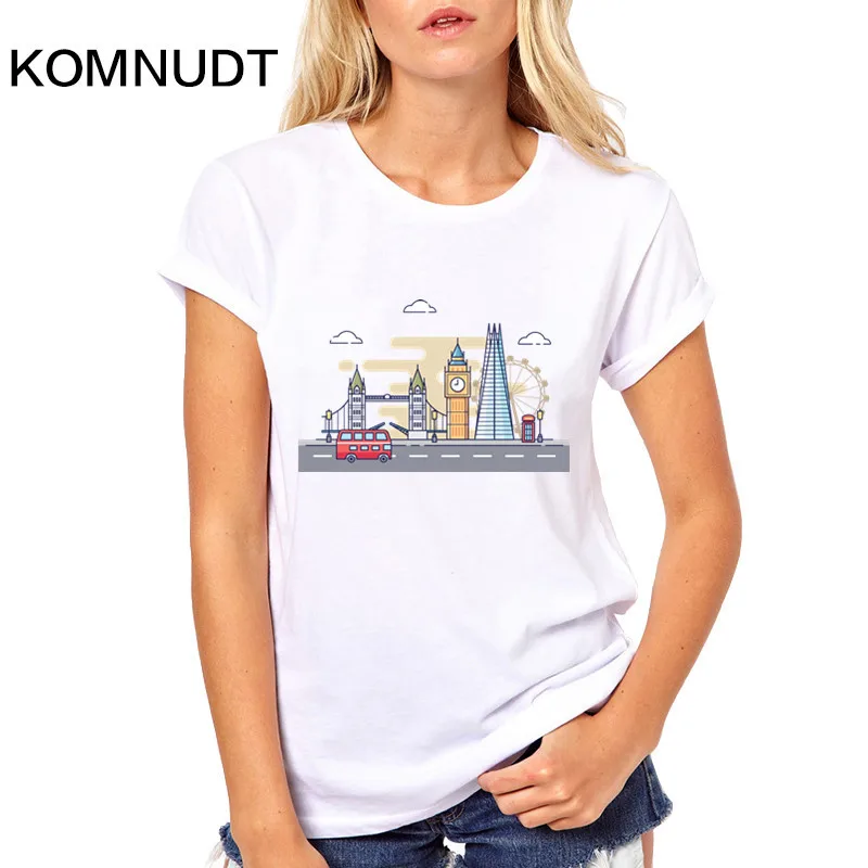 Komnudt новые модные розовые Лондон письмо и известный Land Знаки печатных Для женщин
