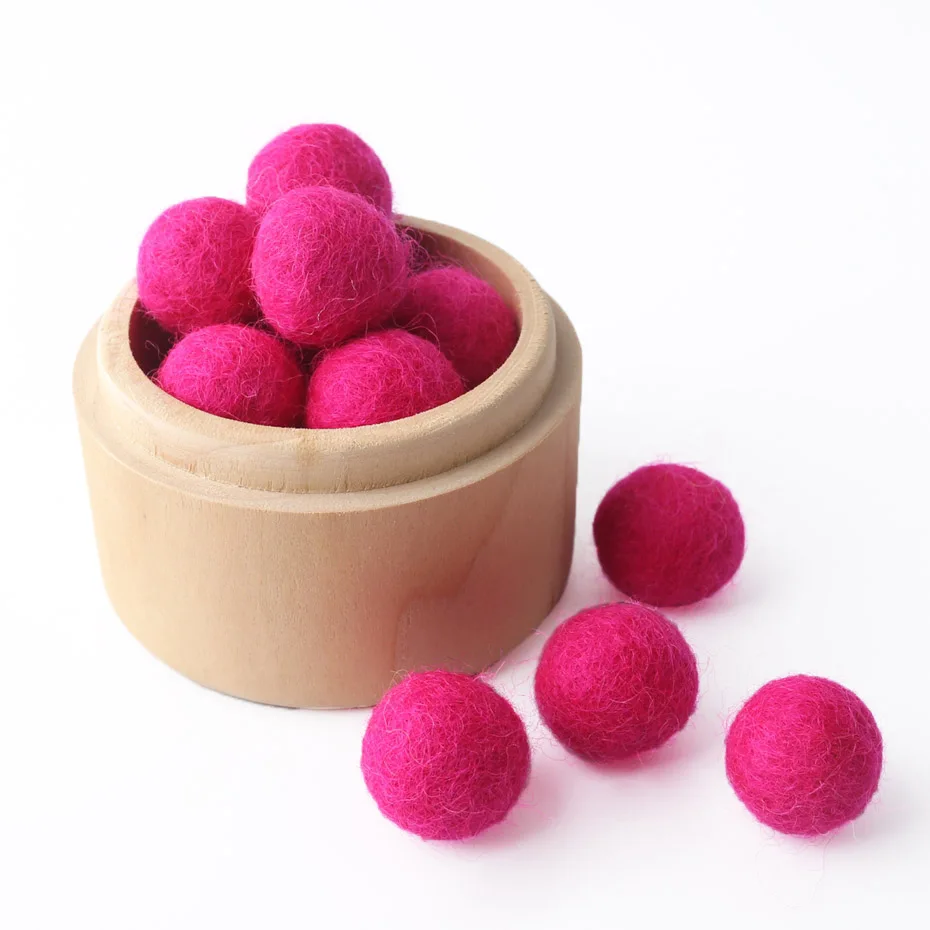 Hot Pink 20 шт 20 мм Рождественский Шарик из шерстяного войлока шерстяные помпоны безопасные и успокаивающие бусины Gumball DIY ремесленный круглый шарик из шерстяного войлока s сделать кольцо Погремушка - Цвет: Hot Pink