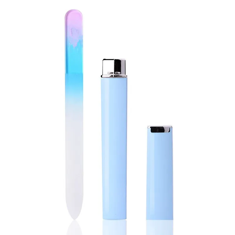 1 Pc with Blue Case 1 шт. прочные Хрустальные стеклянные пилки для ногтей буферное устройство для маникюра украшения инструмент шлифовальный буферный блок педикюрные инструменты для ногтей - Цвет: 1 Pc with Blue Case