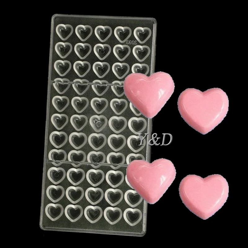 Small Heart Shaped Polycarbonate Chocolate Molds DIY Baking Tray 3D Candy Tools PC Mould