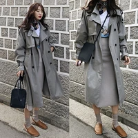 spring autumn trench coat long sleeved solid windbreaker new large size overcoat woman double breasted coats female trench coat