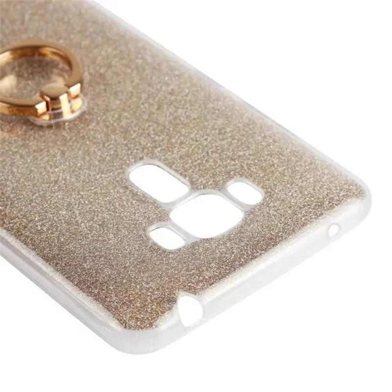 Блестящий Мягкий чехол для телефона из ТПУ с кольцом на палец Asus ZenFone 3 Laser ZC551KL