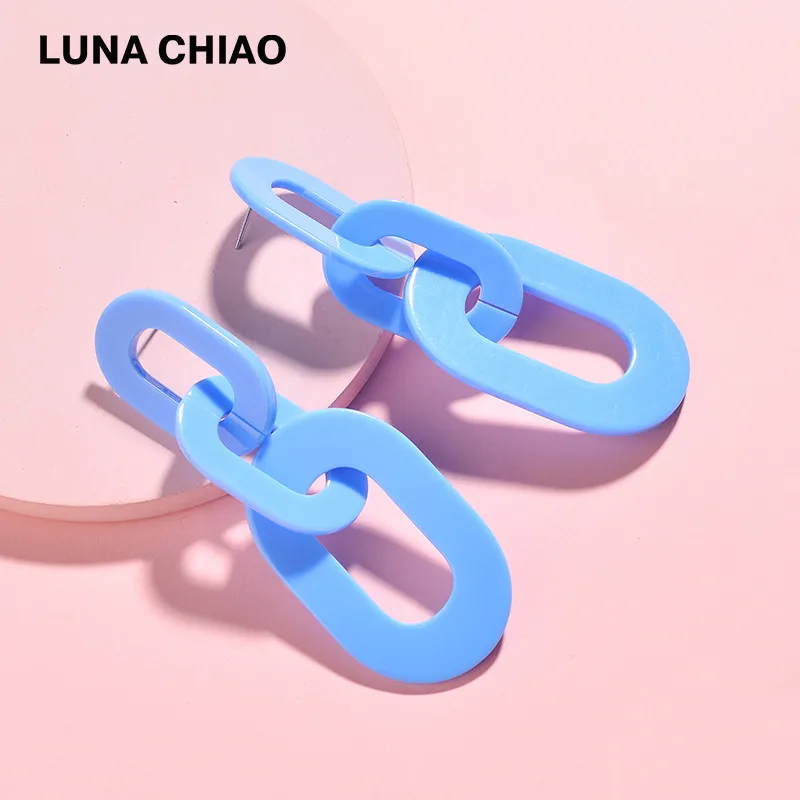 LUNA CHIAO модные трендовые яркие цвета большие овальные пластиковые цепочки массивные акриловые серьги для женщин