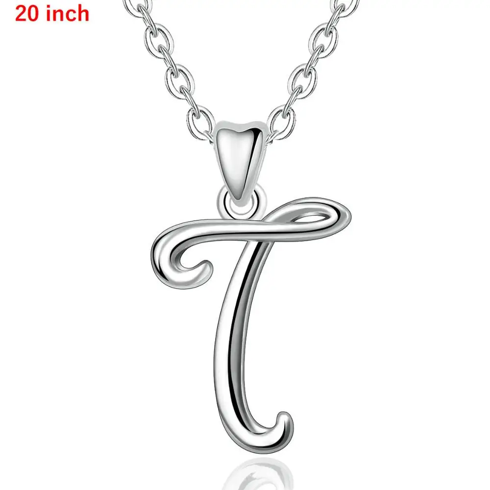 add 20 inch chain EUDORA, новинка, 925 пробы, серебряное, Т-образное, с буквенным именем, ожерелье для женщин, мужчин, модное, персонализированное, Т-образное, очаровательное, хорошее ювелирное изделие, CYD109T - Окраска металла: add 20 inch chain