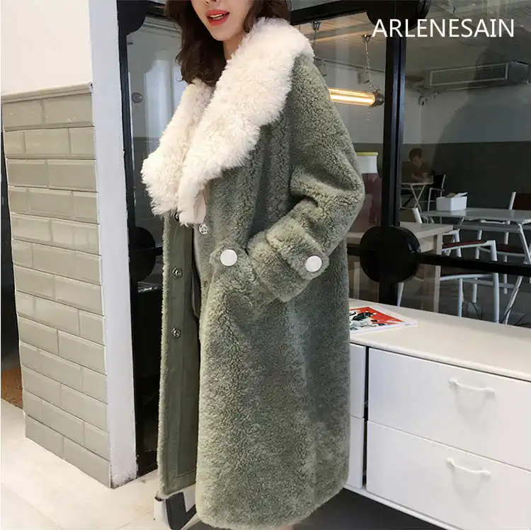 Женское пальто из овчины Arlenesain осенне зимнее овечьей шерсти на заказ 2018|Шубы и