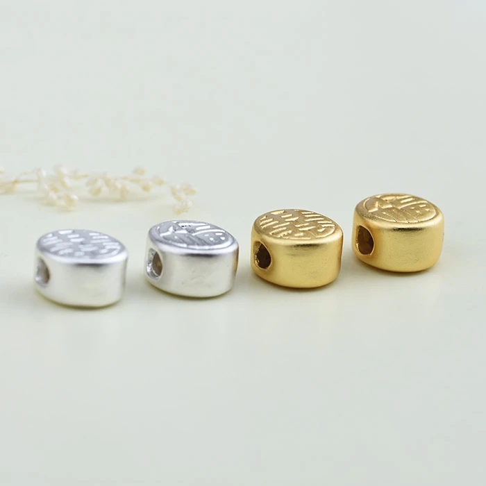 3D 100% 999 серебряные бусины чистое серебро хорошие Luok Lucky Symbol DIY ювелирные