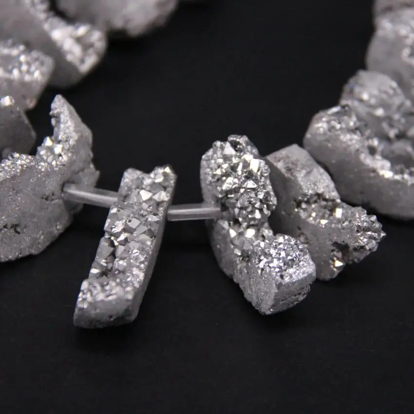 15 5 Дюймов серебристые нитки титановые натуральные блестящие бусины с отверстием