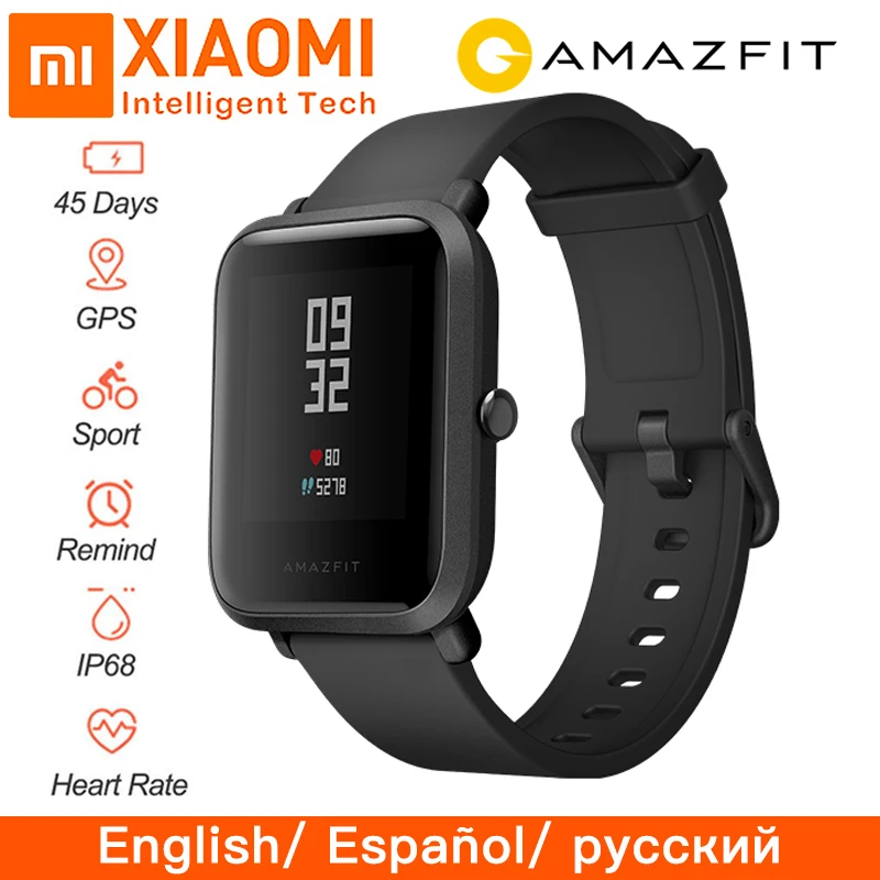 Оригинальные Смарт-часы Huami Global Amazfit Bip Beep, пульсометр, gps, IP68, водонепроницаемые, поддержка Strava, умные часы, Android iOS