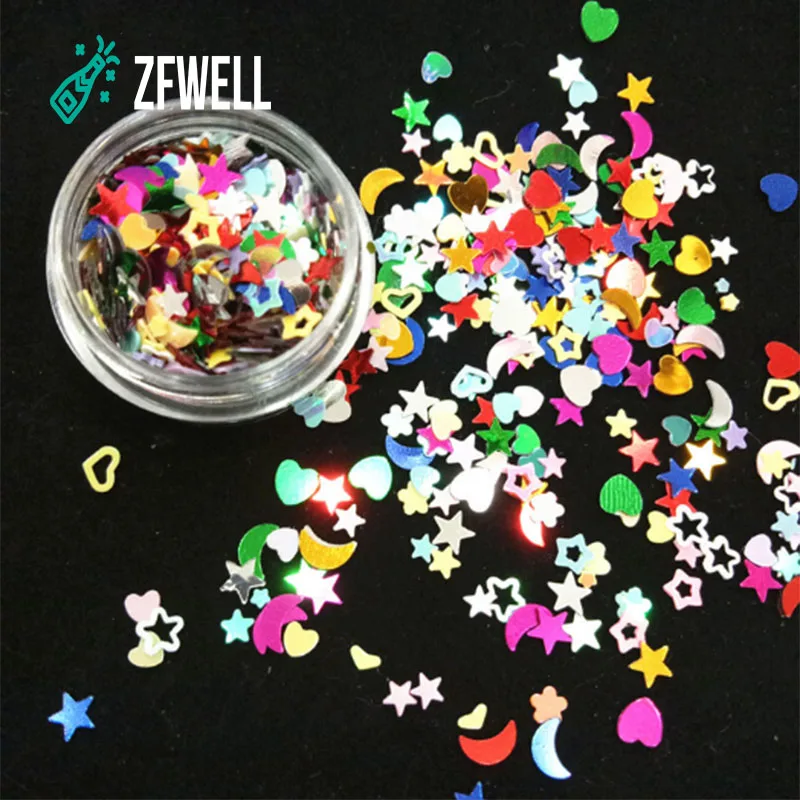 ZFWELL 1 шт./Лот Красочные Блестки сердце Пентакль макияж глаз свадебное украшение